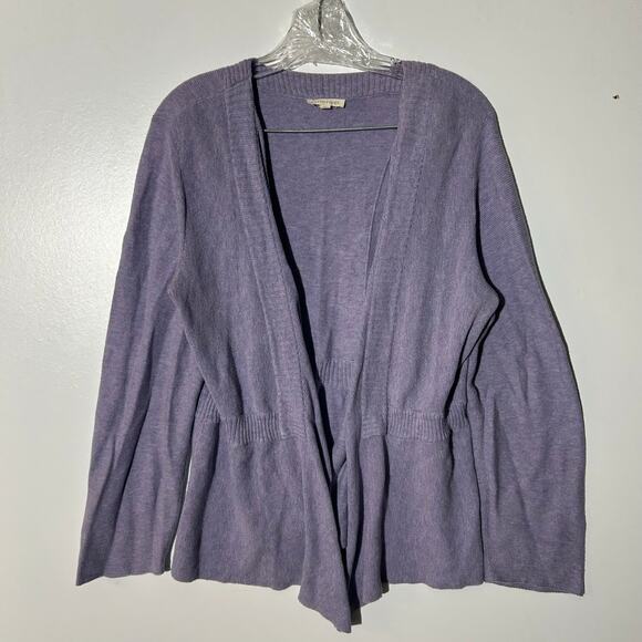 Eileen Fisher Open Front Organic Cotton Lavender Cardigan Sweater Women’s Large - Picture 1 of 7